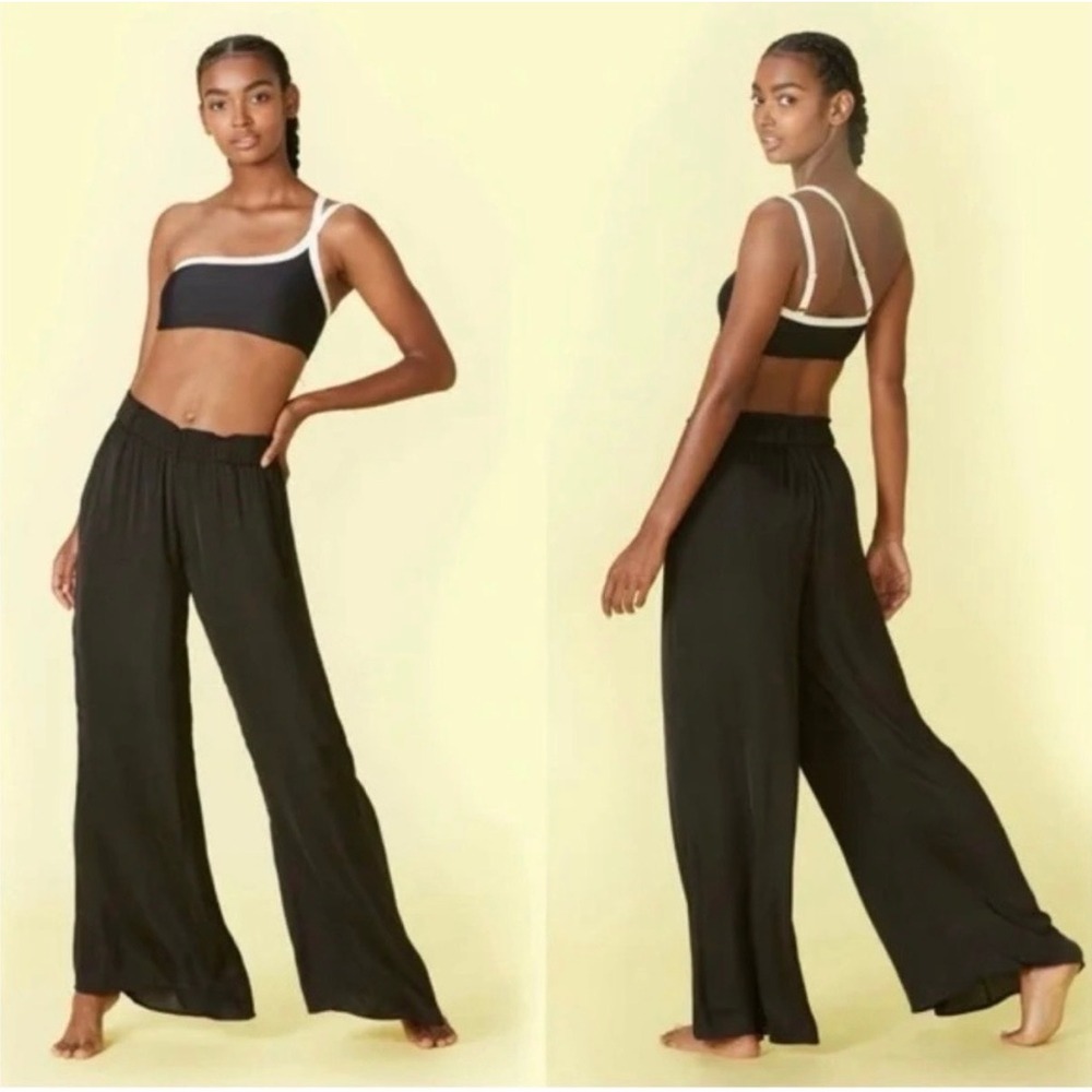 Summersalt The Perfect Palazzo Wide Leg Cover Up Pants Black Stretch Size 6